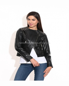 แจ็คเก็ตหนังเทียมและหนังแท้สำหรับผู้หญิงแฟชั่นโบราณ - Product Image 1