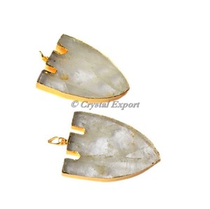 Colgantes de Cuarzo Cristalino Tallado en Forma de Peine con Electroplacado y Envoltura de Alambre - ¡Compra Ahora! - Product Image 1