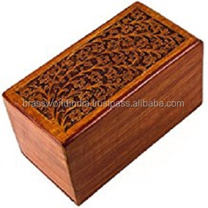 Solid Wood American Style Funeral Urn by Brassworld India - Product Image 1