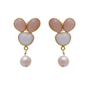 Channel Setting Gemstone Handmade Designer Gold Plated 925 Silver Vintage Stud <b>Earrings</b> for Anniversary and Party Gifts - Product Image 1