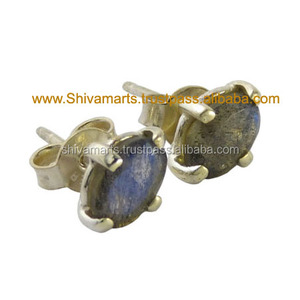 Custom 925 Sterling Silver <b>Fine</b> <b>Stud</b> <b>Earrings</b> Labradorite Gemstone For Women And girls Manufactured Jewelry Supplier & Exporter - Product Image 2