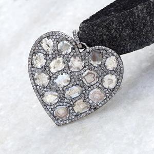 Gros indien ethnique diamant bijoux 925 argent tranche diamant coeur pendentif bijoux faits à la main de qualité supérieure - Product Image 1