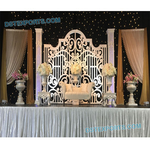 Scène de mariage indo-canadienne, grand décor de scène de mariage anglais, élégant décor de scène de réception avec panneau de porte, Atlanta - Product Image 1