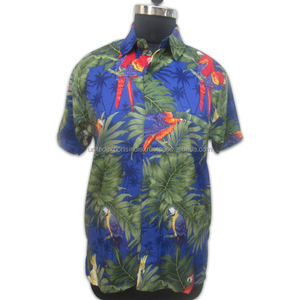 Green Leaf Print Short Sleeve <b>Shirt</b> - Product Image 1