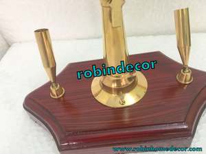 Decoración de mesa antigua estilo náutico soporte de pluma telégrafo ancla de barco coleccionable Motor de latón técnica de Metal pulido - Product Image 4