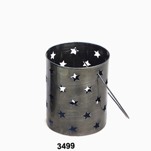 Soporte votivo para luz de té, metálico, de estaño, corte de estrella - Product Image 1