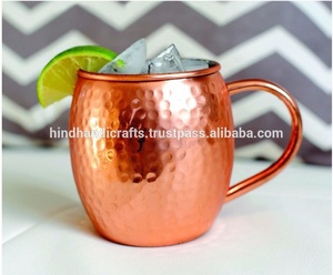 Artesanía de alta calidad Logotipo grabado personalizado Cobre martillado Moscow Mule Tazas Mejor Drinkware Hecho en India - Product Image 4