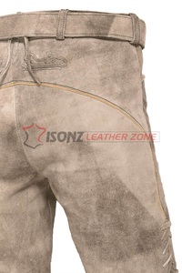 OEM Factory New Design Austrian Traditional Lederhosen Unisex Embroidered Printed <b>Shorts</b> With Anti-Wrinkle Features Light Color - Product Image 2