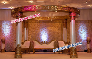 Pot de mariage indien traditionnel moderne pilier Mandap Set pour mariage hindou Mandaps de style contemporain - Product Image 2