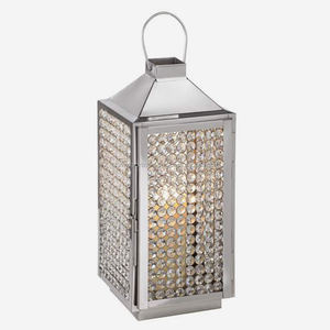 Reasonable Price Hot Sale Stainless Steel <b>Crystal</b> Beads <b>Candle</b> Lantern Silver Finished Hanign Garden Decorate Home Decor Ramadan - Product Image 1