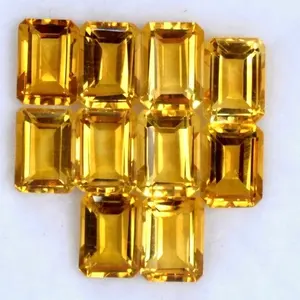 AAA Healing Gemstone Natural 10x12mm Citrine Faceted Octagon Cut For Jewelry Making Loose Gemstone Form Supplier