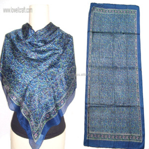 Printed Pure Silk Long Scarf Elegant Plain Style - Product Image 1