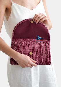 Tendencias de rosa de rafia embrague Bolsa de rafia de papel hecha a mano, bolso de hilo de ganchillo de Vietnam - Product Image 5