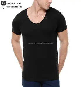 Mens Deep Scoop Neck 100% Cotton T-Shirt