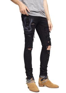 Jeans DiZNEW OEM noirs sans nom de marque denim <span class=keywords><strong>skinny</strong></span> pour hommes vente en gros - Product Image 4