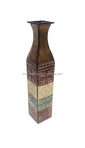 Vase en étain rustique, côtés ondulés, vase en métal galvanisé pour la décoration de la maison - Product Image 4