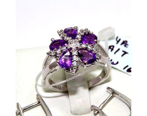 Ensemble de bijoux en pierre d'améthyste naturelle, argent Sterling 925, 1 pièce, offre spéciale - Product Image 2