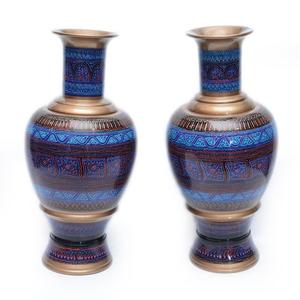 Lacquer Art <b>Vase</b> Pair <b>Set</b> of 2 Pieces - Product Image 2