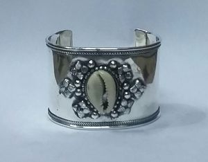 Bohemian Cowri Shell studded Hand <b>Cuff</b> Jewellery <b>Silver</b> Plated Oxidised <b>Cuff</b> <b>Bracelet</b> Bangle for <b>Women</b> and Girls - Product Image 1