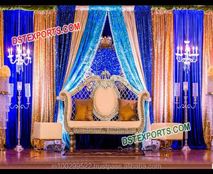 ฉากหลังงานแต่งงานแบบกลิตเตอร์สั่งทำพิเศษ สไตล์บอลลีวูด ฉากหลังหลากสีสัน ผ้าม่านสวยงามสำหรับตกแต่งเพดานสำหรับมณฑป - Product Image 1