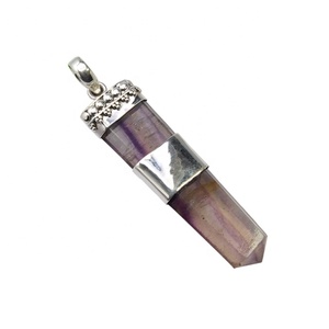Pendentif en argent sterling 925 fait à la main nouveau design de pierre précieuse fluorite plaqué or bijoux fins pendentifs et breloques - Product Image 1