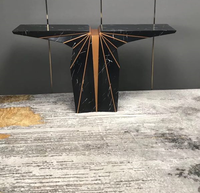 Table console de couloir en or, style luxueux, en marbre naturel noir royal
