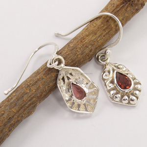 Boucles d'oreilles tribales en argent Sterling 925 pour femme, bijoux, pendentif à facettes en pierres précieuses, 1 paire, dessins d'images - Product Image 1