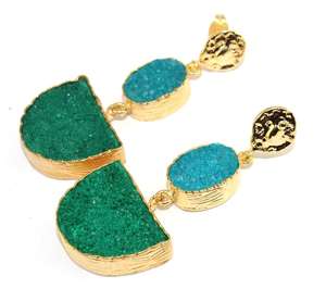 Pendientes de compromiso para mujer, joyería a la moda, color verde y azul cielo, colgantes de gota, diseño bohemio, aretes llamativos - Product Image 6