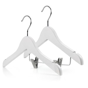 Perchas de <span class=keywords><strong>Madera</strong></span> Blancas para <span class=keywords><strong>Ropa</strong></span> de Bebés, Niños Pequeños y Niños, con Pinzas - Product Image 1