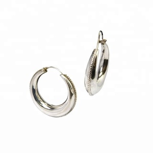 ขายส่งราคาแข็ง925ห่วงต่างหูเงินสเตอร์ลิงสำหรับผู้หญิงเครื่องประดับเงินแฟนซีต่างหูเรียบง่าย - Product Image 1