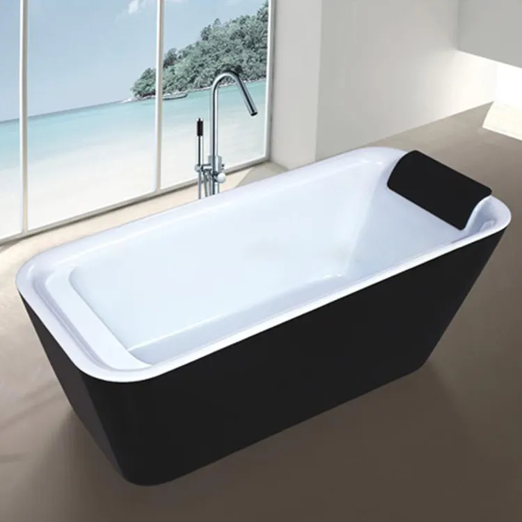 Rechthoekige Vrijstaande Acryl Zitbad Bad In Zwart En Wit