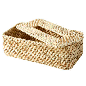 Rattan <b>Storage</b> Basket With Lid/Rattan <b>Paper</b> Tissue <b>Box</b> Cover - Product Image 5