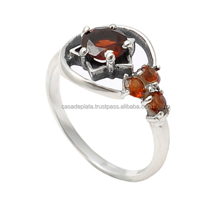 Juego de puntas, anillo de piedras preciosas granate de corte clásico Chapado en plata de ley 925 para regalo de fiesta de aniversario de boda - Product Image 2