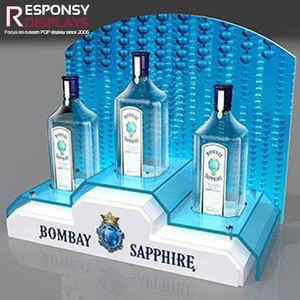 Estante de exhibición de licor de encimera de acrílico con estantes iluminados con LED para escaparate de botellas de vino de whisky de vodka en tienda minorista - Product Image 5