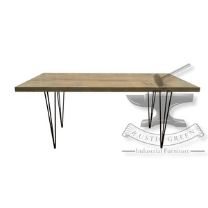 Horquilla de hierro y Metal de madera maciza Industrial antigua, mesa de comedor, diseño rústico para cocina, restaurante, sala de estar, uso en Hospital - Product Image 2