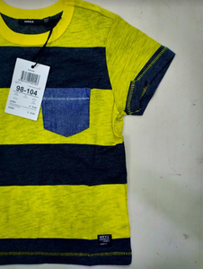 T-shirt à manches courtes pour enfants, avec col ras du cou, jaune, en coton à rayures, tenue, marque, été, - Product Image 3
