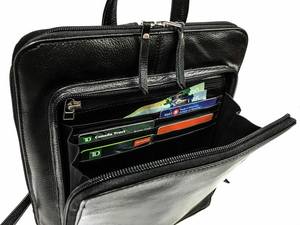 Mochila de cuero tecnológico, bolso de hombro de tamaño mediano, bolso de viaje de cuero, correa de hombro ajustable, bolsos de cuero para ordenador portátil para hombres - Product Image 5