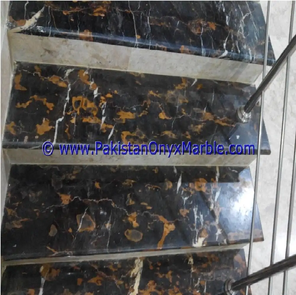 หินอ่อนหินธรรมชาติบันไดบันได RISERS MARBLE และ GOLD MARBLE MODERN DESIGN