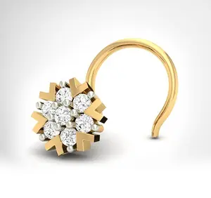 0.16TCW Real round Diamond Designer Nose <b>Pin</b> Yellow Gold Jewelry - Product Image 1