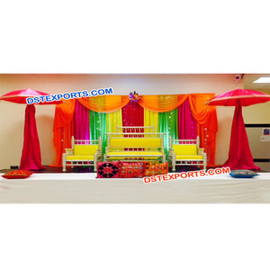 Sankheda ชุดเฟอร์นิเจอร์ไม้สำหรับงานแต่งงาน,ชุดเฟอร์นิเจอร์ไม้สำหรับงานแต่งงานที่มีสีสัน - Product Image 1