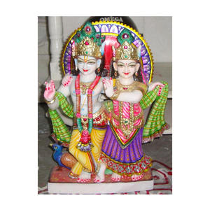 หินอ่อนสีขาวใหม่ที่ทำด้วยมือที่สวยงามพระเจ้าและเทพธิดา Radha กฤษณะยืนประติมากรรมสำหรับตกแต่งบ้าน - Product Image 1