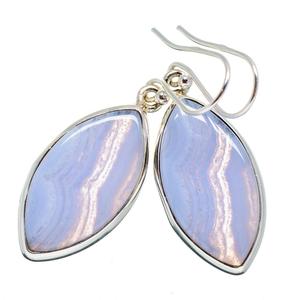 ต่างหูห้อยเงินสเตอร์ลิงทำด้วยมือ925อัญมณีอาเกตลูกไม้สีฟ้าสวยสำหรับงานแต่งงานของขวัญทำในอินเดีย - Product Image 1