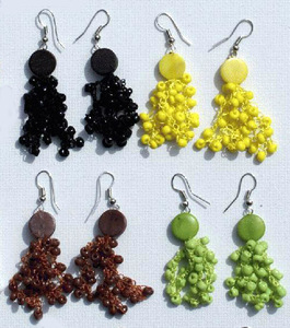 Pendientes de gota de cuentas de Tagua hechos a mano con perlas de colores joyería de moda tribal - Product Image 1