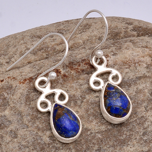 Blue Lapis Gemstone 925 <b>Sterling</b> <b>Silver</b> Ear <b>Wire</b> Earrings Classic Pear Cut Fashionable Earring for Wedding, Engagement, Gift. - Product Image 3