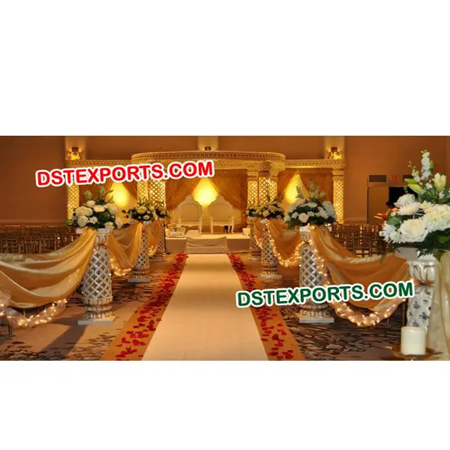 クシの結婚式の装飾マンダップインドの儀式結婚式のファイバーマンダップステージ南インドの結婚式の装飾アメリカのマンダップ