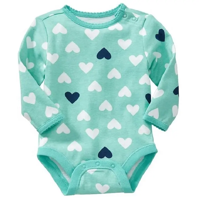 Heart printed long sleeve Baby bodysuit Baby Clothes Style Jumpsuits Organic Cotton Baby Romper