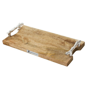 Planche de service à fromage en bois de manguier avec poignée en métal Accessoires de cuisine, planche à découper en bambou - Product Image 1