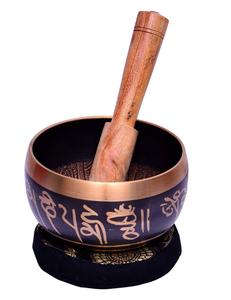 Ensemble de bols chantants tibétains, bol sonore de méditation, fabriqué à la main en Inde pour la guérison, la pleine conscience, le yoga et l'artisanat en métal jaune - Product Image 2