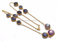 Collier long multicolore en laiton plaqué nickel sans nickel, avec quartz solaire, idéal pour mariage, fiançailles, fête, anniversaire – Cadeau parfait