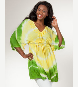 Worthbuy — Caftan de plage court avec broderie pour femmes, vêtement de Collection africaine, Tie and Dye - Product Image 1